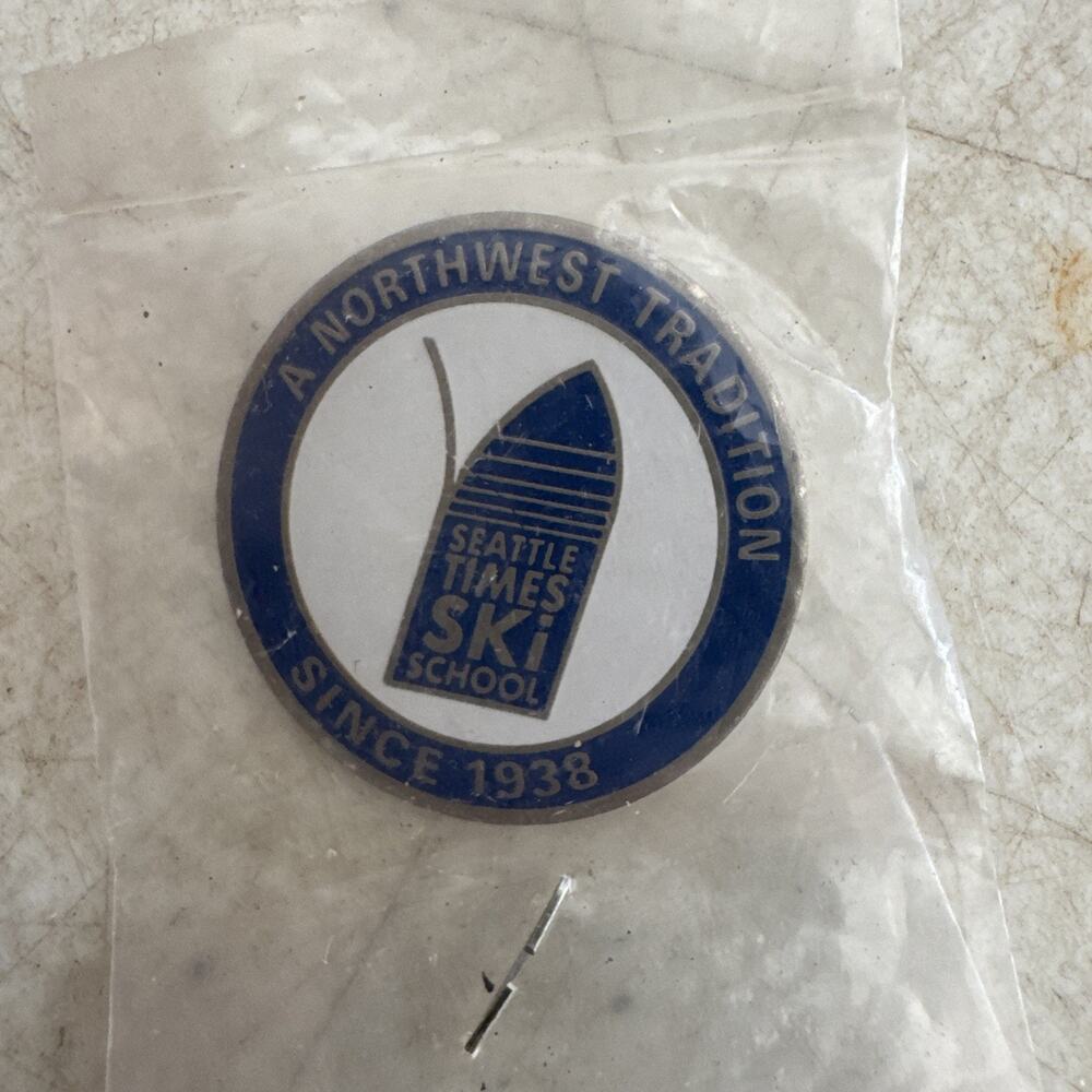 Vintage Seattle Times Ski School "A Northwest Tradition" Since 1938 Enamel Pin